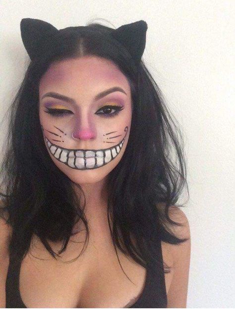 Nem Halloween Makeup, Cheshire Cat Makeup, Cat Makeup Tutorial, Extreme Make-up, Maquillage Halloween Simple, Make Up Diy, Halloweenský Makeup, Halloween Make-up Looks, Holloween Makeup