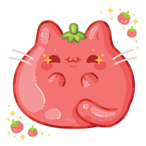 Milk Bread Studio on Instagram: “Fresh picked tomato cat! 🍅✨ I’ve been really missing farmers markets this year and other summer activities, so to get by I’ve been drawing…” Milk Bread Studio Art, Bread Drawing, Tomato Art, Milk Bread, Draw Illustration, Cute Food Drawings, Farmers Markets, Cute Kawaii Drawings, Kawaii Doodles