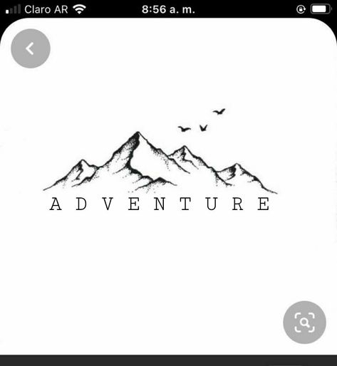 Adventure Mountain Tattoo, Adventure Word Tattoo, Mountain Adventure Tattoo, Mountain Tattoo Sketch, Girly Hand Tattoos, Small Nature Tattoo, Moutain Tattoos, Bird Silhouette Tattoos, Berg Tattoo