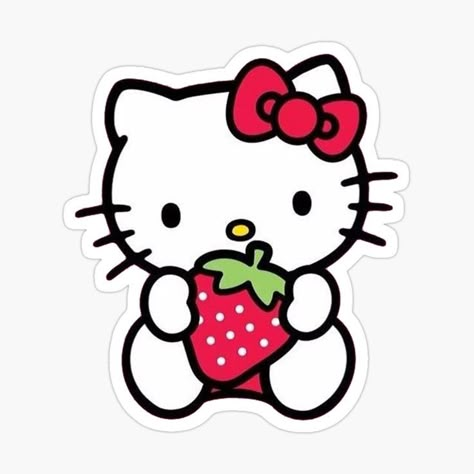 Hello Kitty Topper Printable, Stickers Rosa, Strawberry Character, Hello Kitten, Hello Kitty Stickers, Images Hello Kitty, Hello Kitty Printables, Hello Kitty Imagenes, Cute Laptop Stickers