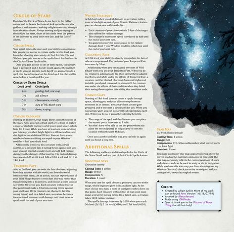 Circle of Stars - Druid Circle | Embrace the stars above! : UnearthedArcana 5e Druid, Stars Druid, Druid Circle, Dnd Subclasses, D D 5e Homebrew, Homebrew Classes, Dnd Druid, Wild Shape, Dnd Things