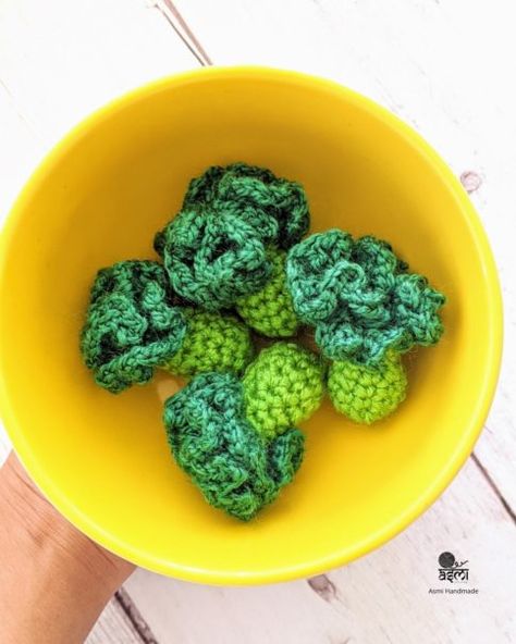 Amigurumi Broccoli free crochet pattern | Asmi Handmade Amigurumi Food, Broccoli Stems, Food Pattern, Crochet Fruit, Pola Amigurumi, Food Patterns, Crochet Food, Farm Fresh Eggs, Play Food