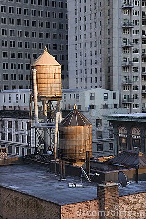 Rooftop Water Towers on NYC Buildings Building Rooftop, Buildings In New York, New York Rooftop, Nyc Buildings, San Myshuno, Tower Of Power, New York Buildings, Nyc Rooftop, New York City Photos