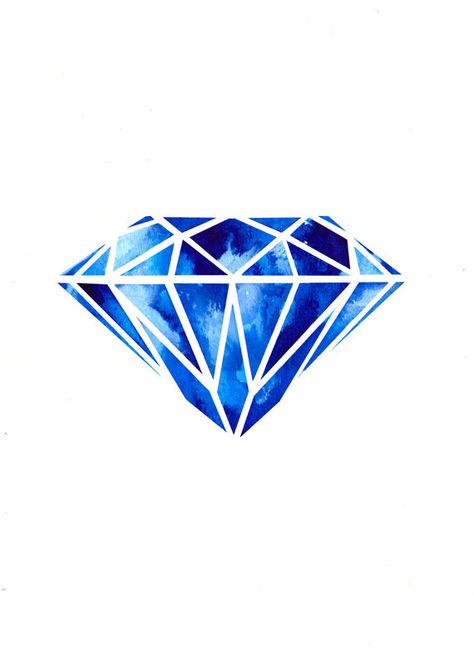 Diamant. Symbolise l'éternité. Au dessus du sein gauche. Painting Of A Diamond, Ruth Tattoo, Diamond Watercolor, Sky Tattoo, Diamond Illustration, Diamond Tattoo, Coloured Diamonds, Diamond Outline, 심플한 그림