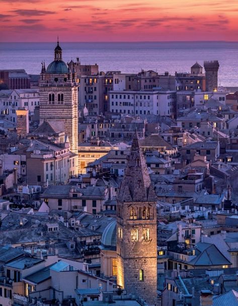 Genoa Italy Aesthetic, Genoa Aesthetic, Wallpaper Night City, Luca Italy, Aesthetic City Wallpaper, Enchanted April, Wallpaper Night, Italian Cities, Italy Images