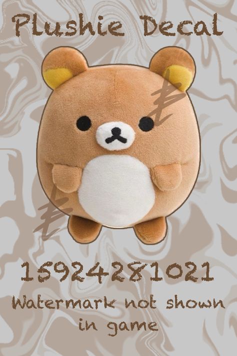 Bloxburg Plushie Decal! Let me know if the code does not work properly. Bloxburg Hamster Decal, Bloxburg Kawaii Decal Codes, Kawaii Roblox Decals, Bloxburg Stuffed Animal Codes, Blox Burg Ideas, Bloxburg Decals Codes Items, Pillow Decal Codes, Bloxburg Plushie Decals, Sanrio Decals Bloxburg