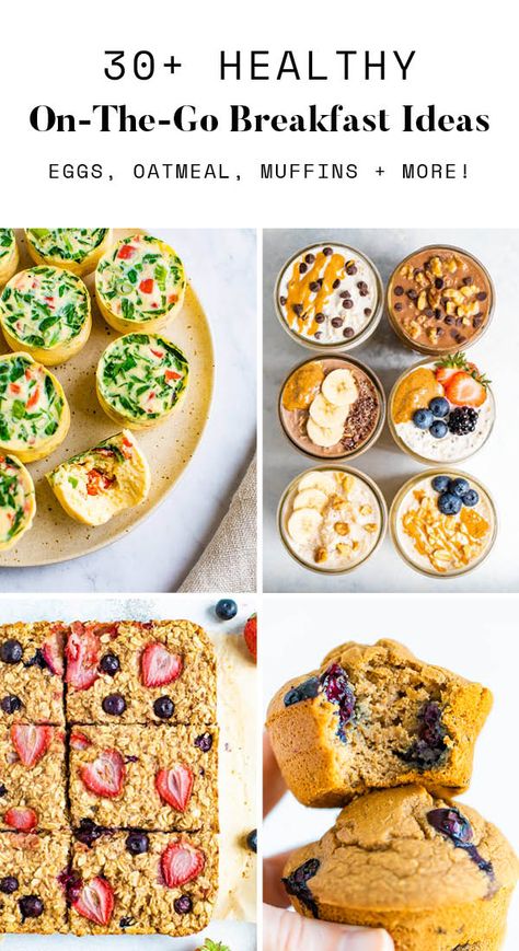 30 Healthy On-the-Go Breakfast Ideas Egg Cups Breakfast Healthy, Make Ahead Healthy Breakfast, Baked Egg Cups, Egg Cups Recipe, No Bake Oatmeal Bars, Skip Breakfast, Egg Cups Breakfast, Healthy Egg Breakfast, Egg Bites Recipe