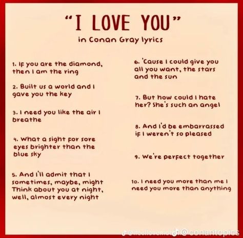 Conan Gray Hoco Proposal Poster, Song Lyrics Gift Ideas, Conan Gray Instagram Captions, I Love You In Conan Gray Lyrics, Conan Gray Gift Ideas, The Story Conan Gray, Conan Gray Quotes, Conan Gray Lyrics, Conan Grey