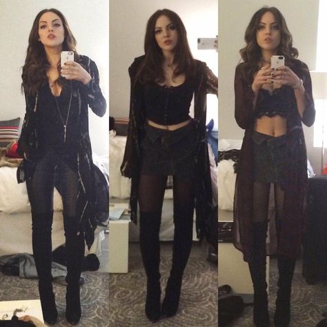 Elizabeth Gillies ✾ Jade West Style, Jade West, Liz Gillies, Elizabeth Gillies, Taylor Momsen, Katherine Pierce, Black Clothing, Looks Black, Megan Fox