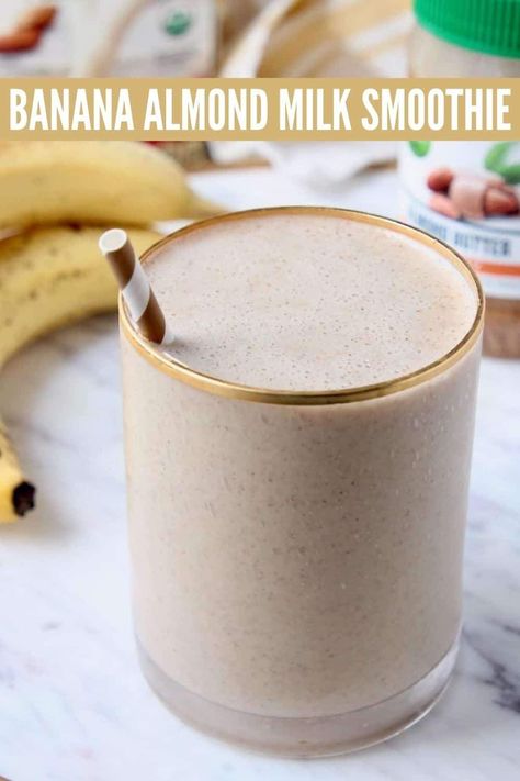 Banana Almond Smoothie, Almond Milk Drinks, Healthy Milkshake Recipes, Milk Smoothie Recipes, Almond Milk Smoothie, Almond Milk Smoothie Recipes, Coffee Breakfast Smoothie, Best Protein Shakes, Smoothie Recipes With Yogurt