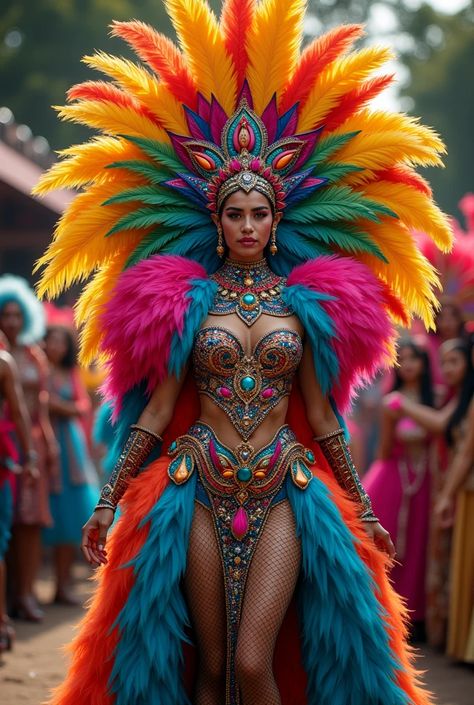 Mas Costumes Carnival, Brazil Carnival Costume, Rio Carnival Costumes, Caribbean Carnival Costumes, Samba Dress, Carnival Dancers, Bubble Clothes, Carnival Outfit, Carnival Girl