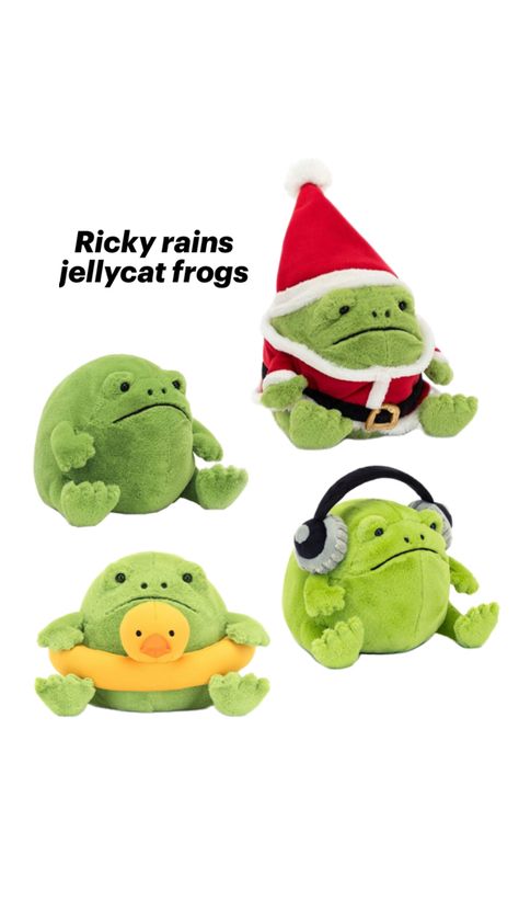 Jellycat frog wishlist items collection Ricky The Rain Frog, Ricky Rain Frog Jellycat, Jelly Cat Frog, Jellycat Frog, Frog Jellycat, Ricky Rain Frog, Jellycat Collection, Christmas Jelly, Y2k Drawings