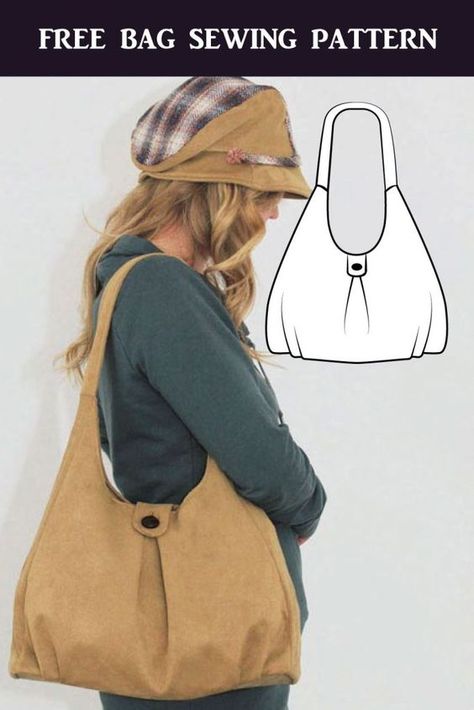 Free Sewing Pattern – Pleated Purse #jeansbagpatterns #jeanbagspatternideas #recyclejeansbagpattern Hobo Bag Pattern Free Sewing Tutorials, Slouch Bag Pattern Free, Sewing Shoulder Bag, Shoulder Bag Sewing Patterns, Sew Hobo Bag, Slouchy Bag Pattern, Slouch Bag Pattern, Shoulder Bag Patterns To Sew, Jeans Bag Diy