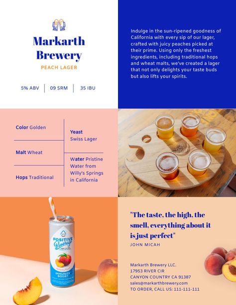 Beer Sell Sheet Template Visme Sell Sheet Design, Sheet Design, Graphics Layout, Sheet Template, Food Graphic Design, Design Inspo, Layout Design, Beer, Design Inspiration