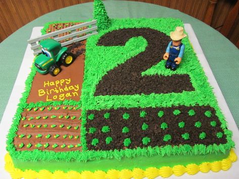 Tractor Birthday Cakes, John Deere Cake, John Deere Birthday Party, John Deere Birthday, 2nd Birthday Cake, Tractor Cake, Tractor Birthday Party, Farm Themed Birthday Party, Farm Animals Birthday Party