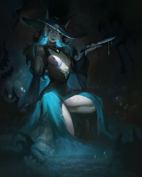 Spooky Fantasy Art, Eldritch Witch, Dark Witch Art, Witch Character Art, Witch Rpg, Family Campaign, Beautiful Witches, Witch Elves, W.i.t.c.h Fanart