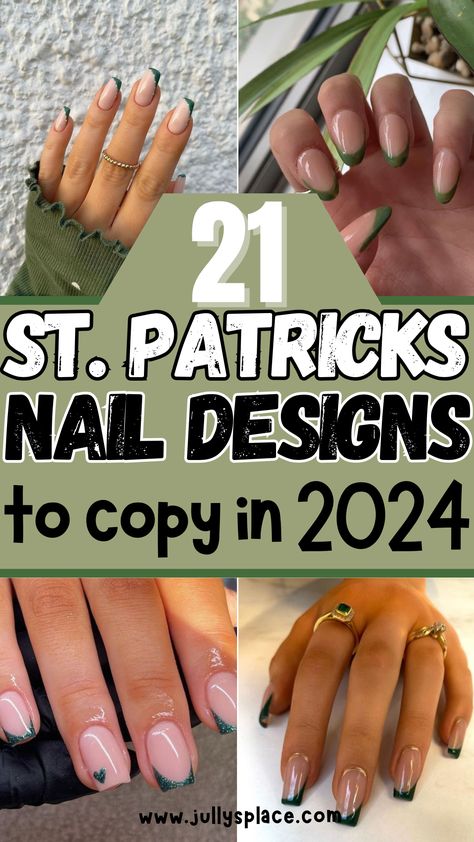 St. Patricks Day Nail Designs St Patrick’s Day Gel Nail Designs, Coffin St Patricks Day Nails, St Patricks Gel Nail Designs, Gel Nail Designs Green St Patrick, St Patricks Day Gel Nails Ideas, St Patricks French Tip Nails, Nail Art Designs St Patricks Day St Pattys, Nails St Patricks Day Simple, Nail St Patricks Day Design