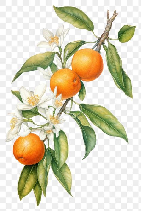 Orange Botanical Print, Citrus Botanical Illustration, Orange Blossom Botanical Illustration, Orange Botanical Illustration, Orange Aesthetic Illustration, Orange Branch Drawing, Orang Wallpapers, Orange Illustration Graphics, Orange Png Aesthetic