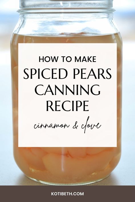 How to make spiced pears for canning. Canning pears recipes like this are easy to make in a water bath canner. Get recipes easy for spiced pears canning with cinnamon sticks and whole cloves and real vanilla extract. These spiced pears canned are in light syrup so they have less sugar. This is a unique recipe and a great way to preserve pears for the winter. Spiced Pear Jam Recipe, Spiced Pear Jam, Canning Pears, Pear Butter, Canned Pears, Canning 101, Pear Jam, Home Canning Recipes, Canning Recipe