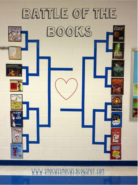 March Decor, Battle Of The Books, Reading Display, School Library Displays, Teen Library, Middle School Libraries, Library Themes, Library Book Displays, Elementary School Library