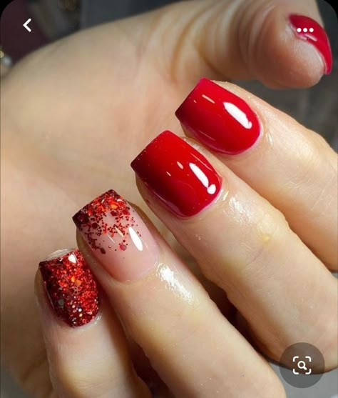 2023 Red Nails, Short Red Nails, Red Nails Glitter, Red Gel Nails, Nail Designs Ideas, Red Acrylic Nails, Work Nails, Red Nail Designs, Red Nail