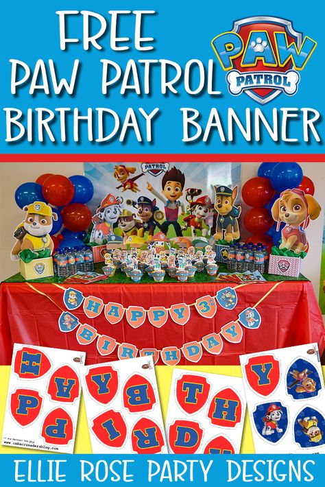 Paw Patrol Printables Free, Diy Paw Patrol, Paw Patrol Banner, Paw Patrol Centerpiece, Paw Patrol Party Supplies, Paw Patrol Birthday Decorations, Paw Patrol Party Decorations, Paw Patrol Printables, Paw Patrol Birthday Theme