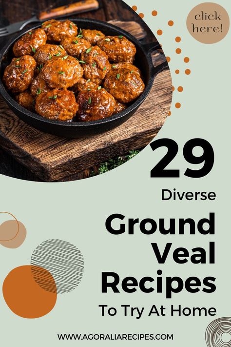 A diverse list of 29 recipes using ground veal to make at home with a few pantry staples. From ground veal meatball recipes to keto-friendly ground veal recipes and selected pasta recipes with ground veal – you name it, and we have one for you. Check out these recipes and create a fulfilling meal for your family. Veal Chili Recipes, Ground Veal Pasta Recipes, Ground Veal Recipes Dinners, Ground Veal Recipes Easy, Keto Ground Veal Recipes, Veal Meatballs Recipe, Ground Beef Pork Veal Recipes, Ground Veal, Cubed Veal Recipes