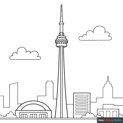 Free CN Tower Coloring Page for Kids Cn Tower Drawing, Tower Drawing, Easy Drawing Guides, Drawing Guides, Kids Print, Printable Coloring Sheets, Drawing Tutorial Easy, Coloring Tutorial, Building For Kids