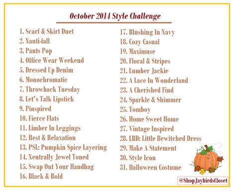 October. October Style Challenge, Fashion Drawing Reference, Outfit Theme Ideas, 30 Day Outfit Challenge, October Style, Outfit Themes, Monthly Ideas, Next In Fashion, Throwback Tuesday