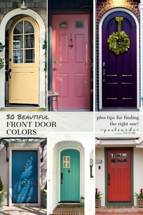 Bold Front Door Colors, Bold Front Door, Exterior Front Door Colors, Exterior Door Colors, Front Door Paint Colors, White Wood Wall, Door Colors, Popular Paint Colors, Door Paint Colors