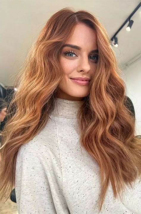 Copper Hair Trends 2022, Auburn Hair Color Light, Colors That Go With Copper Hair, Cooper And Brown Hair, Light Copper Blonde Hair Color, Fair Skin Fall Hair Color, Golden Fall Hair, Hair 2023 Trends Copper, Pale Auburn Hair