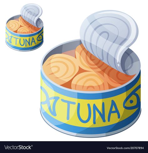 Canned tuna fish isolated on white background Vector Image Cookie Vector, Food Vector, Fruit Cartoon, Canned Tuna, Desain Editorial, Tuna Fish, Fish Logo, Big Noses, Canned Food