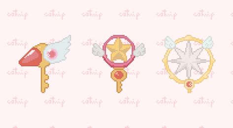 Sakura Cardcaptor Pixel Art Pattern Cardcaptor Sakura Pixel Art, Pixel Witch, Iphone Setup, Anime Reference, Witch Wand, Pixel Art Templates, Pixel Pattern, Pixel Art Pattern, Fuse Beads