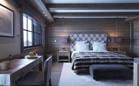 Courchevel Luxury Ski Chalet Bedroom, Ski Chalet Bedroom, Chalet Bedroom, Courchevel 1850, Country Style Interiors, Luxury Chalet, Chalet Design, Luxury Ski Chalet, Ensuite Bedroom