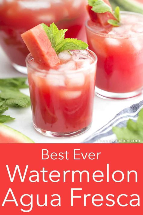 This refreshing agua fresca with watermelon, honey and mint is just about perfect for a hot day and it comes together in just a few minutes! Watermelon Aqua Fresca, Aqua Fresca Recipes, Lime Agua Fresca, Belizean Recipes, Watermelon Agua Fresca, Aqua Fresca, Homesteading Recipes, Cantaloupe Recipes, Agua Fresca Recipe