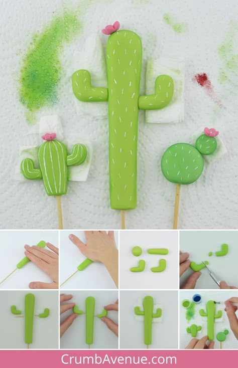 Fondant Cake Ideas, Celebration Cakes Birthday, Alpaca Cake, Birthday Cake Inspiration, Easy Clay Sculptures, Cactus Cake, Fondant Cake Designs, Cake Decorating With Fondant, Cactus Party