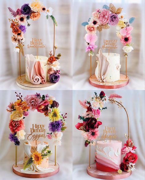 Birthday Party Cake Ideas, Party Cake Ideas, Flower Gate, Cakes With Flowers, Ideas Birthday Party, Wedding Cake Display, Cake Cafe, Cupcake Cake Designs, Elegant Birthday Cakes