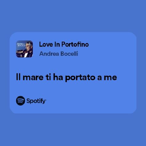 Love In Portofino, Andrea Bocelli, Spotify Song, Songs, Travel