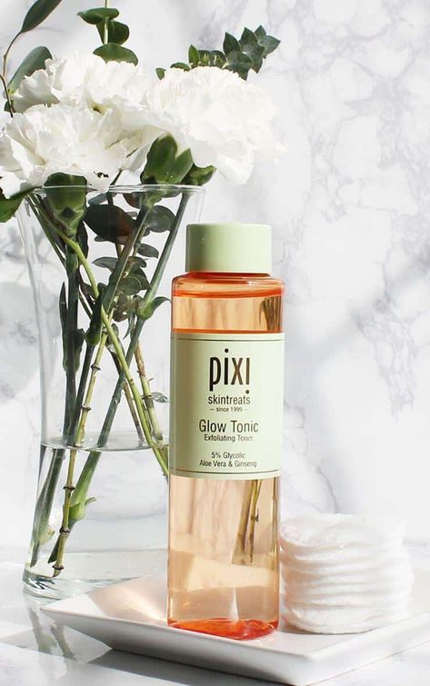 Pixi Glow Tonic: The Holy Grail of Toners Glycolic Acid Toner, Pixi Skintreats, Pixi Glow Tonic, Glow Tonic, Pixi Beauty, Exfoliating Toner, Facial Exfoliator, Beauty Products Photography, Products Photography