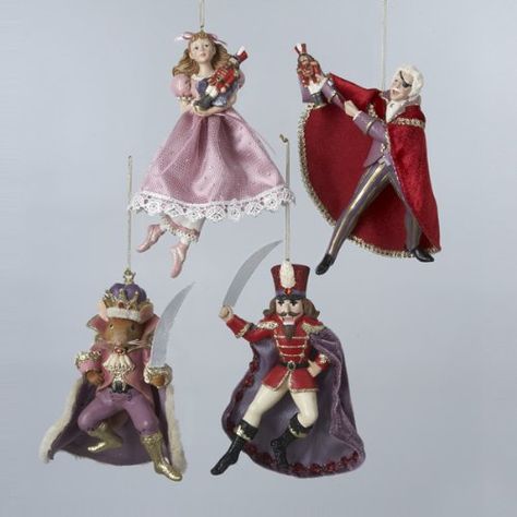 Kurt Adler Resin Nutcracker Suite Ornament Set Purple Cape, Nutcracker Christmas Decorations, Felt Sewing, Mouse King, Christmas Tale, Nutcracker Ornaments, Nutcracker Ballet, Kurt Adler, Holiday Store