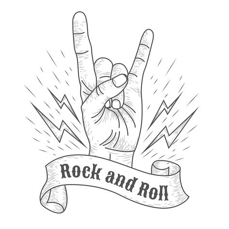 Free Vector | Hand drawn rock and roll hand illustration Rock N Roll Hand Sign, Rock Hand, Free Business Card Mockup, Business Card Maker, Flyer Maker, Card Banner, Poster Invitation, Vector Hand, Presentation Template Free