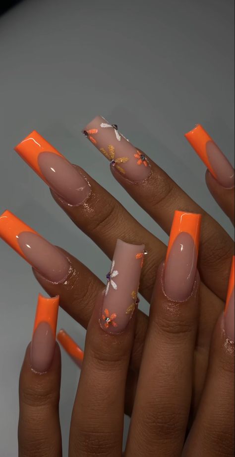 Orange Acrylic Nails, Nail 2024, Amazing Nail Art, Trends Nails, Cute Simple Nails, Girly Acrylic Nails, Work Nails, Unique Acrylic Nails, Easter Nails