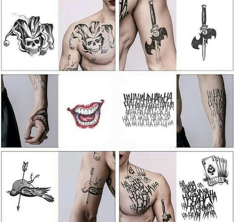 Harley Quinn Costume Tattoo Placement, Joker Tattoo Placement, Jared Leto Joker Tattoo, Jared Leto Tattoo, Jared Leto Joker Costume, Joker Jared Leto, Joker And Harley Tattoo, Dc Comics Joker, Joker Halloween Costume