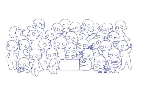 9 People Friend Group, Friend Group Drawing, Group Drawing, Body Base Drawing, Friends Art, Drawings Of Friends, 캐릭터 드로잉, Friend Group, Funny Drawings