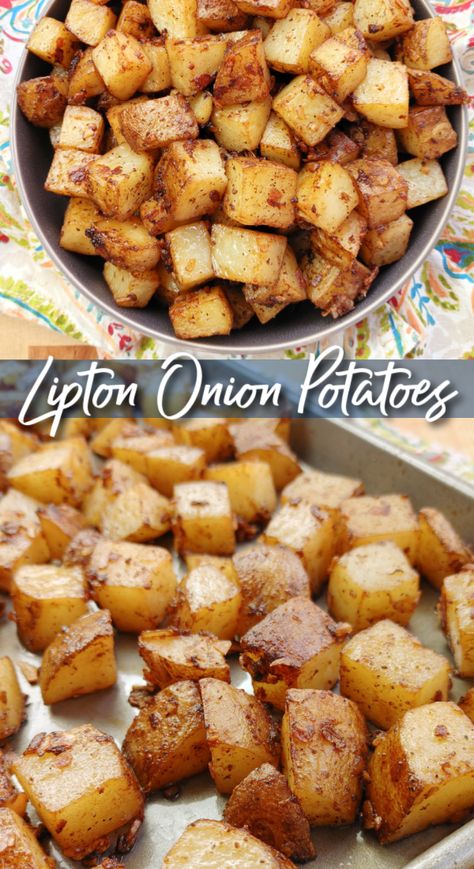 Onion Roasted Potatoes, Potato Side Dishes Easy, Lipton Onion Soup Mix, Types Of Potatoes, Oven Roasted Potatoes, Roasted Potato Recipes, Roasted Vegetable Recipes, Potato Recipes Side Dishes, Potatoe Casserole Recipes