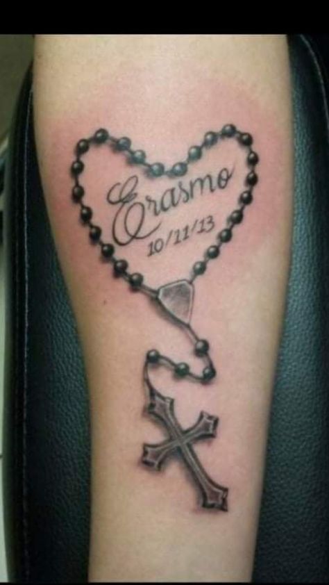 Cross And Rosery Tattoos, Rosary Name Tattoo, Rosary Beads Tattoo, Rosary Tattoo Arm, Rosary Tattoo Wrist, Beads Tattoo, Rosary Tattoo On Hand, Rosary Bead Tattoo, Rip Tattoos