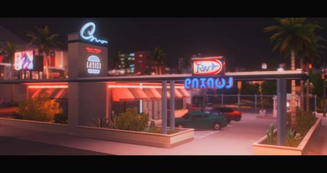 Sims 4 Restaurant Build, 80s Diner, Reshade Presets, Japan Building, Ts4 Lots, Sims Lots, Sims 4 Restaurant, The Sims 4 Lots, Sims 4 House Plans