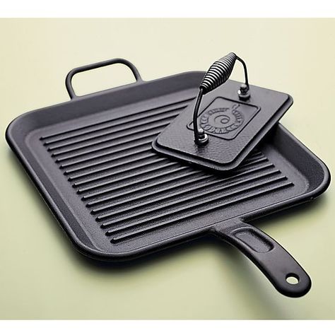 Lodge® Cast Iron Grill Pan in Griddles & Grill Pans | Crate and Barrel Lodge Cast Iron Grill, Cast Iron Bakeware, Cast Iron Pans, Kitchen Essentials List, Grill Press, Cast Iron Grill Pan, Iron Grill, Cast Iron Griddle, Seasoning Cast Iron