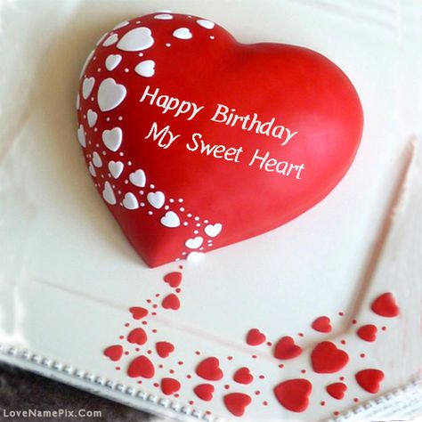 My sweet heart Name Picture - Red Heart Lovers Birthday cake Happy Birthday Dua, Happy Birthday Lover, Happy Birthday Honey, Birthday Cake Write Name, Birthday Wishes Girl, Online Birthday Cake, Heart Birthday Cake, Happy Birthday Hearts, Birthday Card With Name