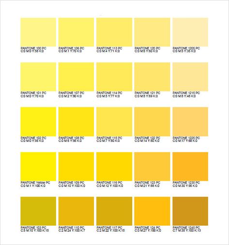 PMS Color Chart CMYK Colors Pallets, Yellow Paint Color, Yellow Color Palette, Yellow Pantone, Pantone Color Chart, Yellow Palette, Pantone Palette, Paint Color Chart, Orange Color Palettes